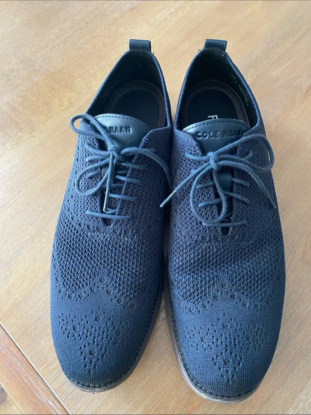Cole Haan Men's Navy Knit Wingtip Derby Shoes